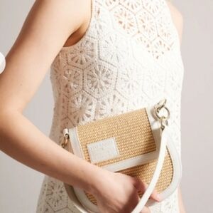 TED BAKER Staceli Branded Webbing Raffia Satchel Cross Body Bag